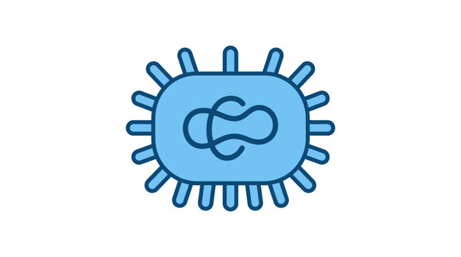 Blue microbial cell icon with outer membrane detail.