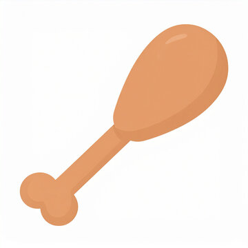 a cartoon illustration of a large orange spoon with a smaller brown bone placed on top, implying it as a toy for a pet.