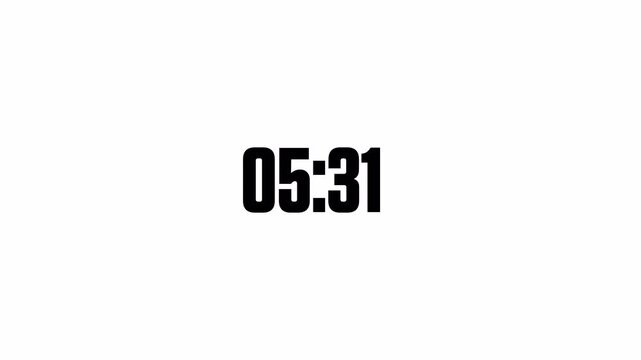 6 minute countdown timer in 1 minute animation with an alpha channel