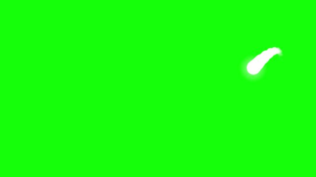 Glowing white streak moving across green screen a single trail