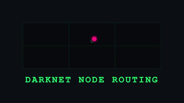 Darknet node routing network visualization with digital data flow and cyber security interface animation 4k