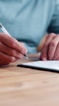People, hands and documents in office with signature, legal agreement or official contract. Notary, writing and paperwork in law firm for authentication, authorization and consent with point on forms