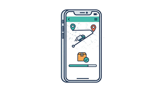 Mobile Order Tracking and Delivery Route Flat Vector Illustration