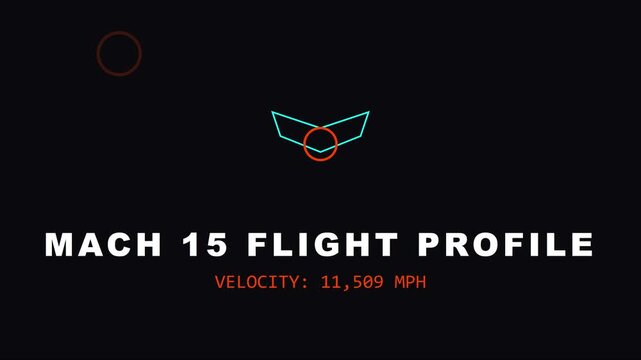 Mach 15 flight profile hud hypersonic aerospace velocity data display animation 4k