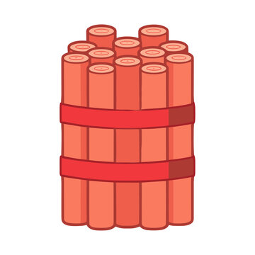 Bundle of dynamite sticks with red b