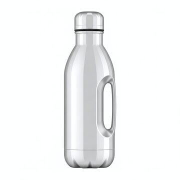 Modern stainless steel insulated water bottle upright view.