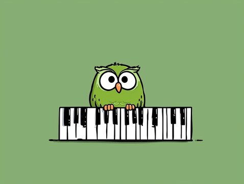 cute cartoon owl playing piano
