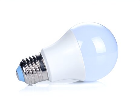 White LED light bulb on a white background