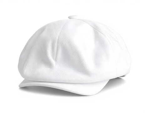 White newsboy flat cap isolated on white.