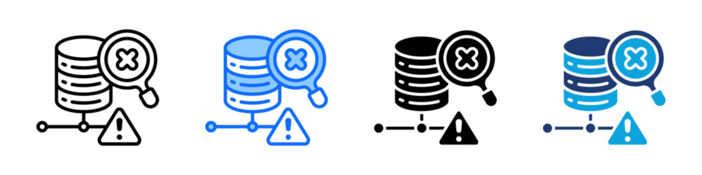 Database Error Icon Set Multi Style Vector Illustration
