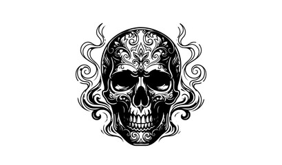 Fototapeta premium Golden Skull with Mystical Smoke Isolated Vector Illustration