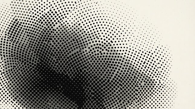 Black and white halftone dot texture background with gradient pattern