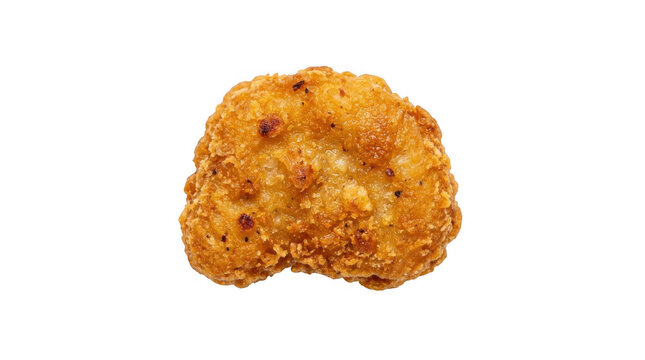 One crispy golden chicken nugget isolated isolated on transparent background