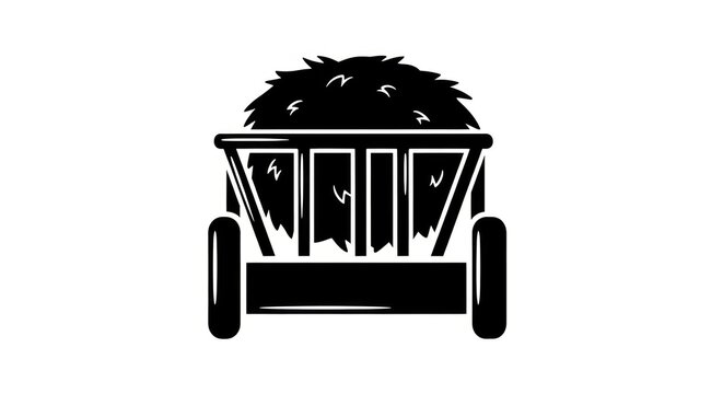 Black silhouette of a hay wagon.