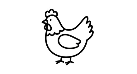 Simple line drawing of a chicken. © Lum