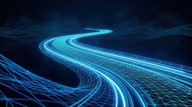 Abstract digital rendering of a winding road representing innovation.