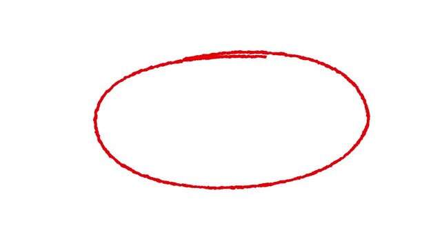 Hand drawn circle in red marker animation. Hand drawn circle in red marker. red circle highlighter scribble animation. 4k motion graphic video
