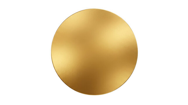 Shiny gold circle icon with a metallic texture and radial gradient isolated on transparent background