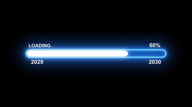 Motion graphics of  year changing concept. New year 2030 loading bar animation. Loading bar from 2029 to 2030 new year transfer animation. alpha channel
