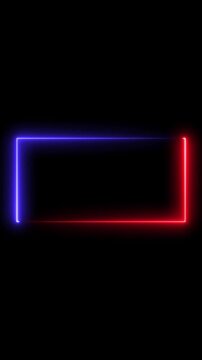 Animation of glowing neon rectangles abstract background. abstract glowing neon rectangle border frame. Square rectangle picture frame 4k motion video animated.