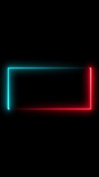Animation of glowing neon rectangles abstract background. abstract glowing neon rectangle border frame. Square rectangle picture frame 4k motion video animated.