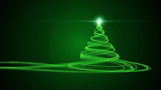 Abstract glowing green spiral tree animation loop on dark background