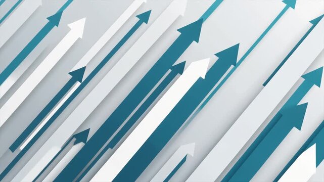 dynamic teal and white upward arrows motion background loop 4k