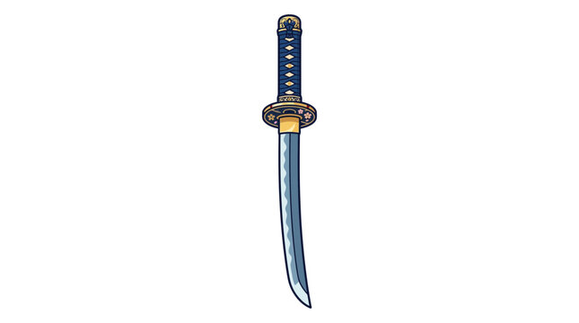 Japanese katana sword with ornate hilt