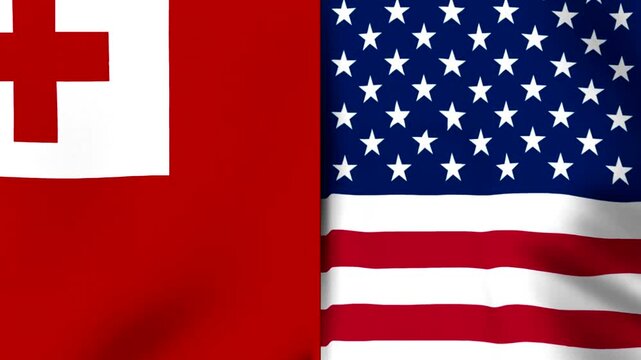National flags of the kingdom of tonga and the united states of america side by side