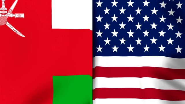 National flags of the sultanate of oman and the united states of america side by side