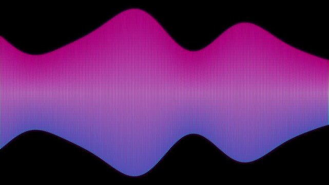 Abstract gradient sound wave animation, pulsing neon audio frequency visualization, digital music spectrum background, smooth flowing motion