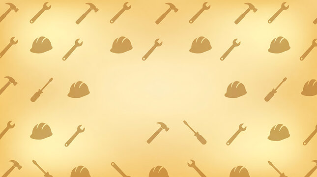Construction tools and hard hats seamless pattern background