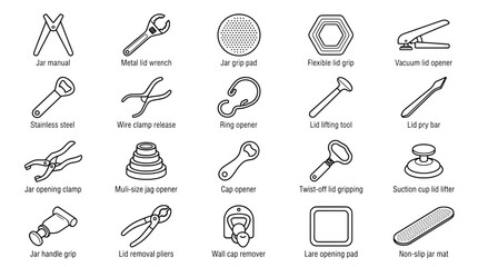 Fototapeta premium Kitchen tools and gadgets for opening jars and lids collection with non slip household restaurant equipment accessory