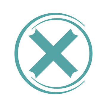 Letter X Monogram Logo Icon Teal Circle Transparent Background