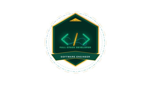 Full Stack Developer Certification Badge Graphic Icon for Professional Software Engineer Awards