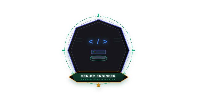 Senior Engineer Master Certification Professional Achievement Shield Badge Animation Loop