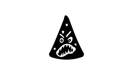 Halloween Pizza Slice, black isolated vector silhouette
