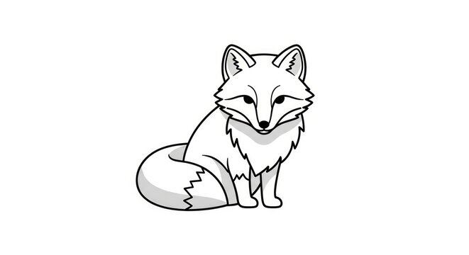 A cute cartoon red fox sitting.