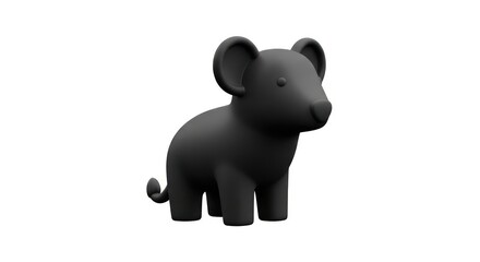 Naklejka premium Black Elephant Figurine Isolated White Background.