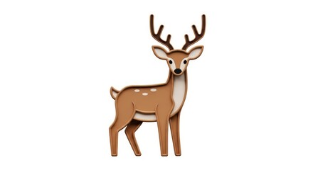Obraz premium Brown deer standing on white background.