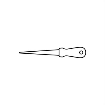 Scratch awl carpenter marking tool line icon
Scratch awl carpenter awl minimal line icon with handle for woodworking marking and carpentry tools on white background