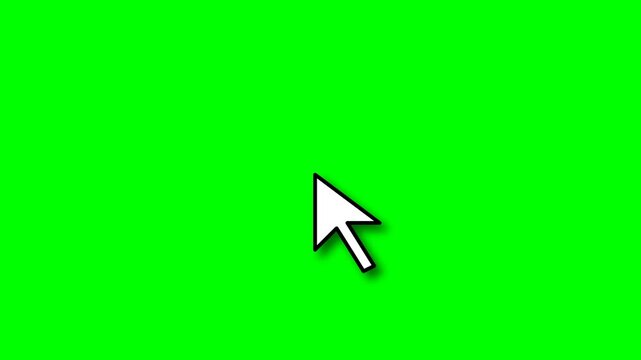 Computer Mouse Cursor Arrow Clicking Animation on Green Screen Chroma Key Background