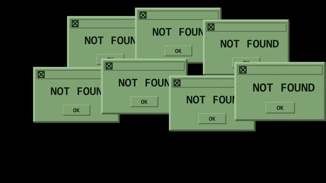 Retro 90s OS Error Popup Not Found Motion Graphics Background Loop