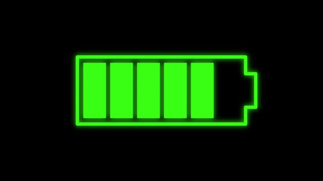 Green Neon Battery Charging Icon Motion Graphics Loop