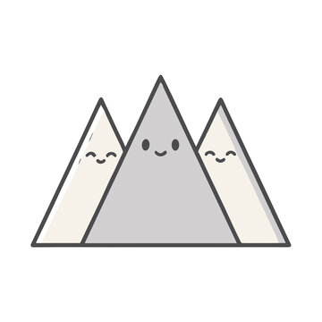 Three cartoon mountains with faces