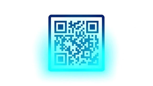 Minimalist QR code laser scan verification verified reveal motion graphic on solid white background