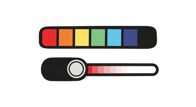 Colorful spectrum and temperature gauge icons.