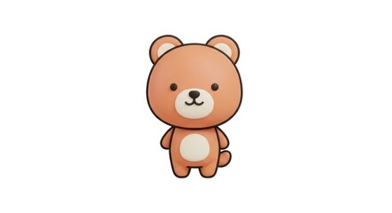 Fototapeta premium Cute cartoon brown bear standing.