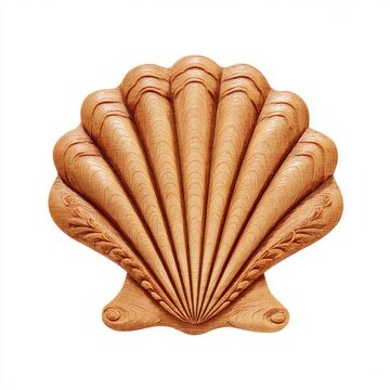 Detailed Brown Seashell Isolated On Pure White Background For Summer Marine Design Themes