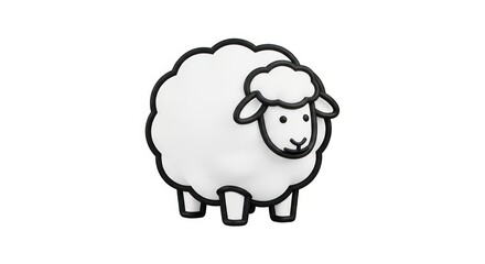 Obraz premium Cute cartoon sheep standing alone.